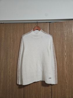 Abercrombie & Fitch Beige Contrast Panel Mock Neck Sweater Unisex Women's M
