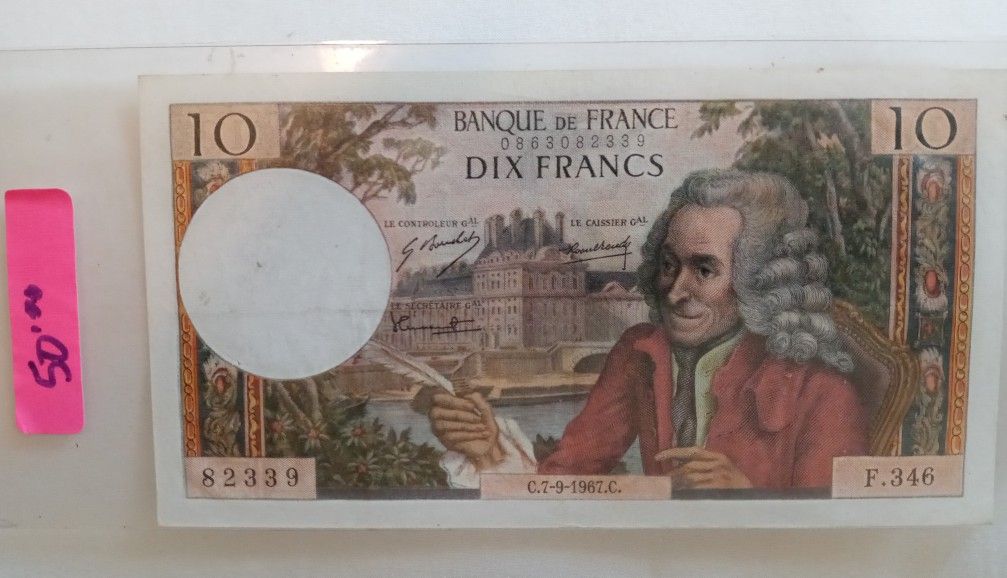 1967 Banknote 10 Francs, Banque De France