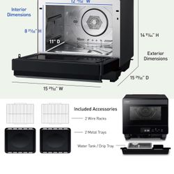 Panasonic HomeChef 7-in-1 Compact Oven with Convection Bake, Airfryer, Steam, Slow Cook, Ferment, 1200 watts, 7 cu ft with Easy Clean Interior - NU-SC