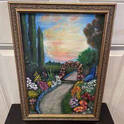 painting and wood frame 21.5” x 15.5”