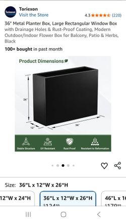 2 large rectangular metal planters pot 36"x26"x12"
$50/each