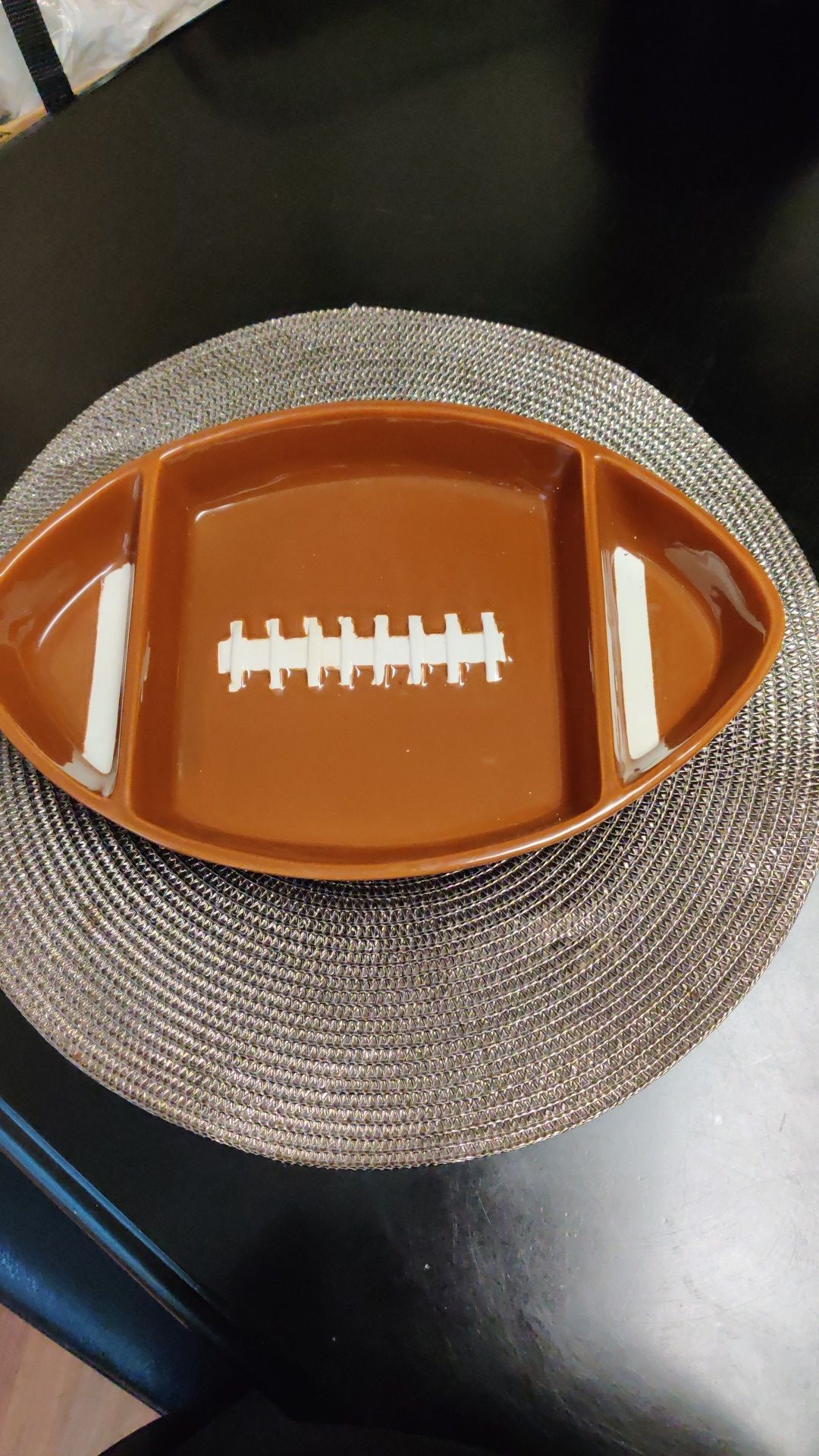 Kitchenworthy football shaped chips and dips party platter