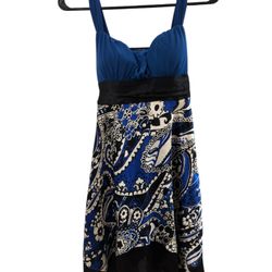 Blue and Black Patterned Dress