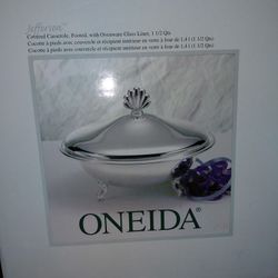 Two Silver Serving Dish Glass in-lay