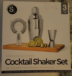 3 piece stainless steel cocktail shaker set