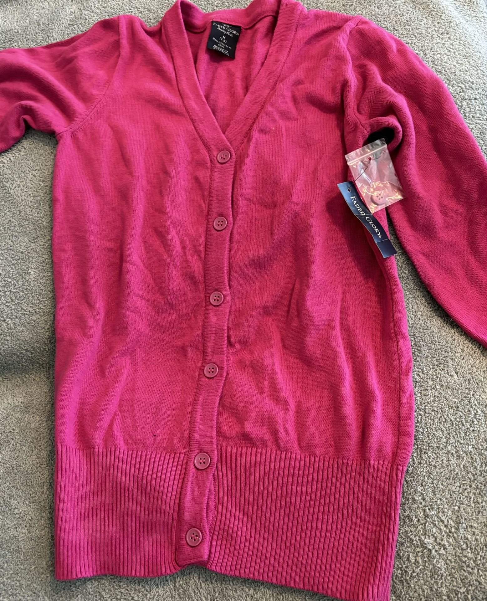 Faded Glory Girls Long Sleeve Cardigan- Size M (7/8) Brand New