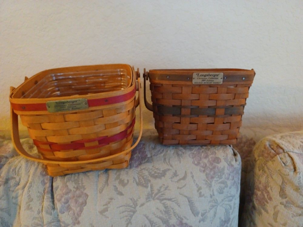 2 LONGABERGER HOLIDAY BASKETS VINTAGE