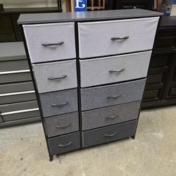 Gray Fabric 10 Drawer Dresser / Organizer