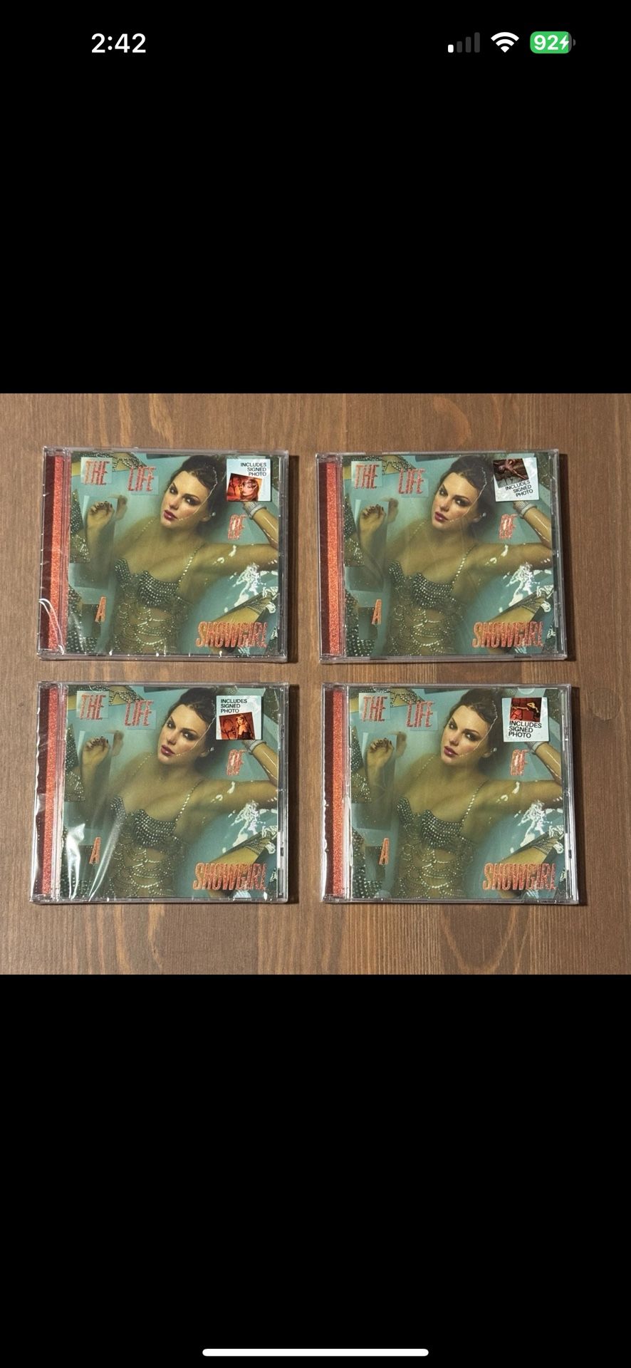 Taylor Swift The Life of a Showgirl CD Signed Autograph Photos 1-4 Complete Set