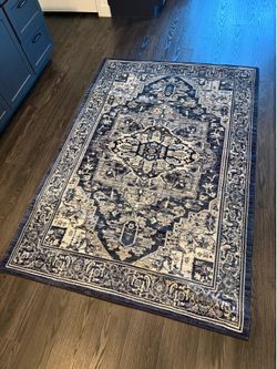 NEW 5x7 Navy Blue White Area Rug