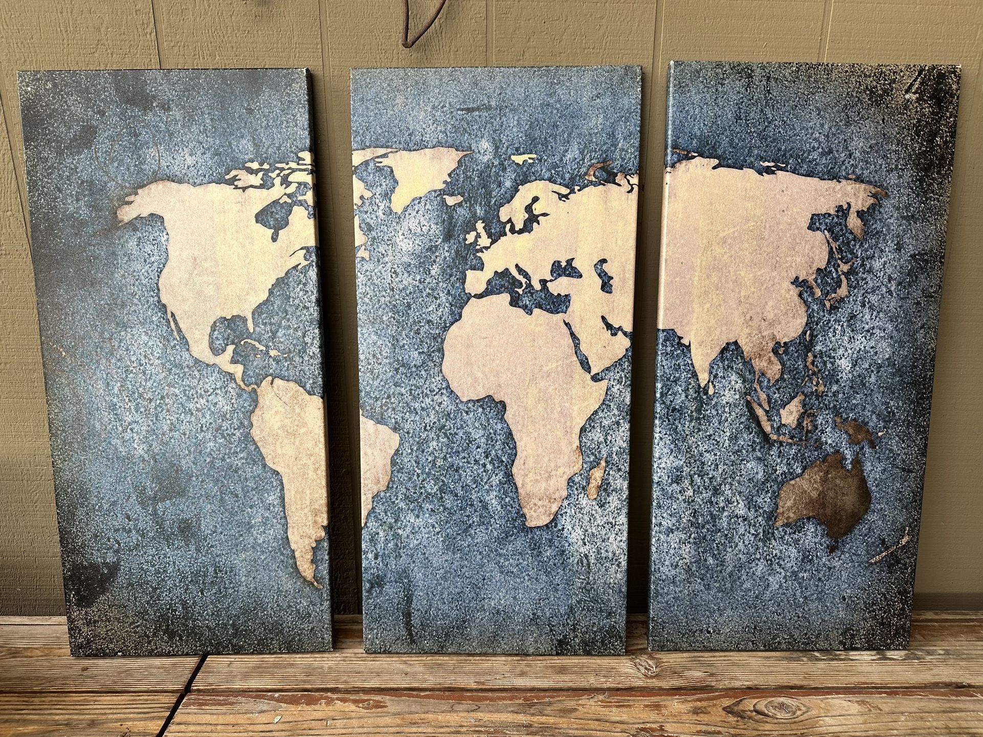 Blue Canvas World Map Pictures