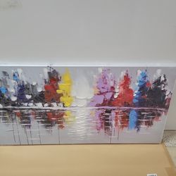 24x48 Handmade Oil Painting New York City Artwork Abstract Cityscape Wall Art Canvas

