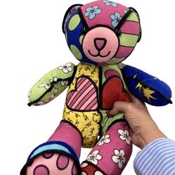Build a Bear Romero Britto Patchwork Colorful Designer Plush Teddy Bear Cuddly Art