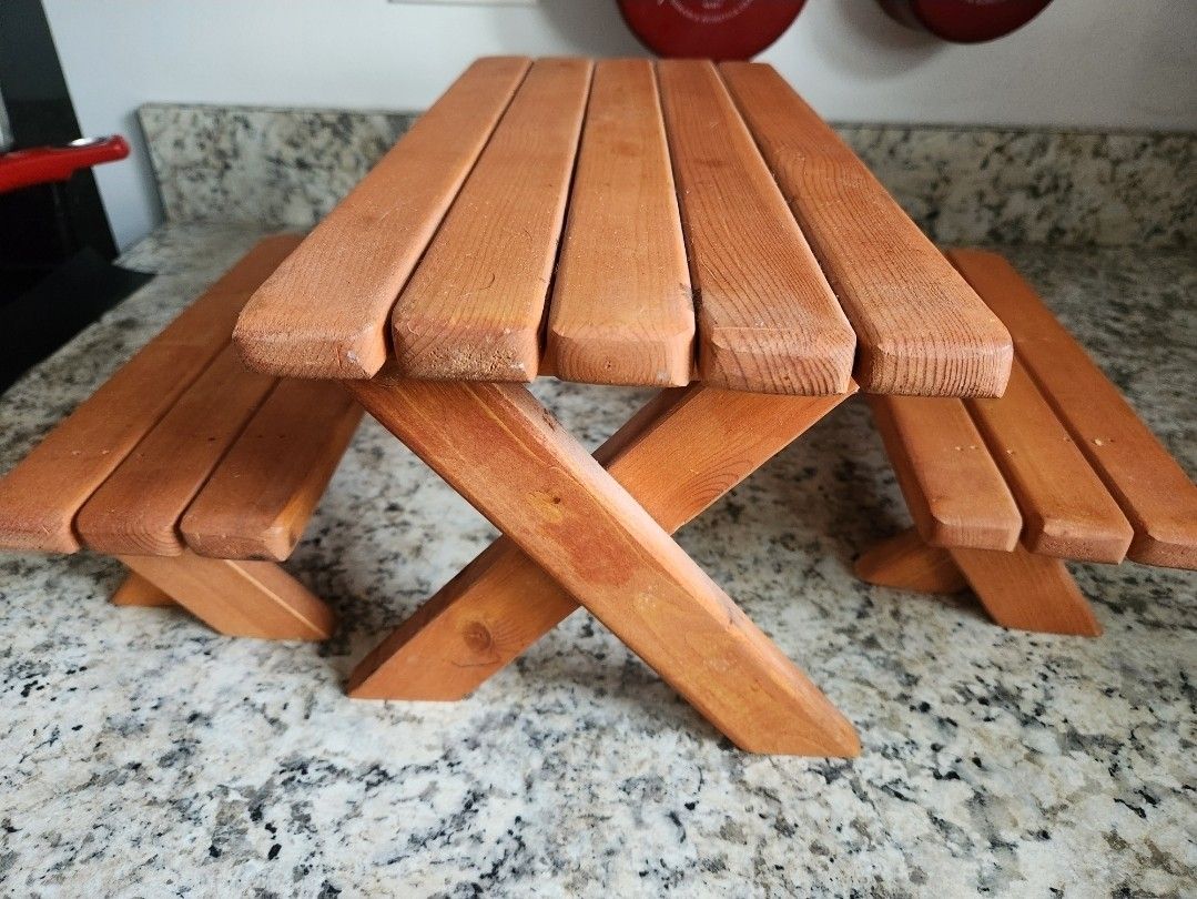 American Doll Picnic Table Wood Obo