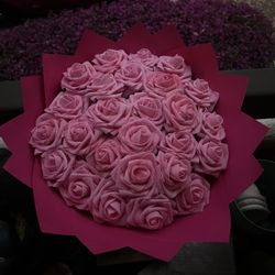 Eternal Pink Glitter Rose Flower Bouquet 