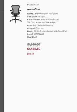 Herman Miller Chair New Aeron Size C