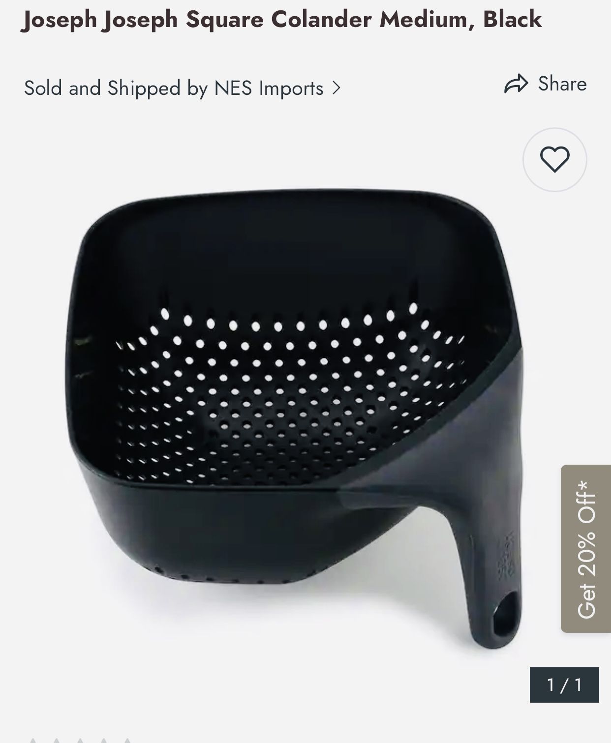 Joseph Joseph Square Colander - Medium, Black