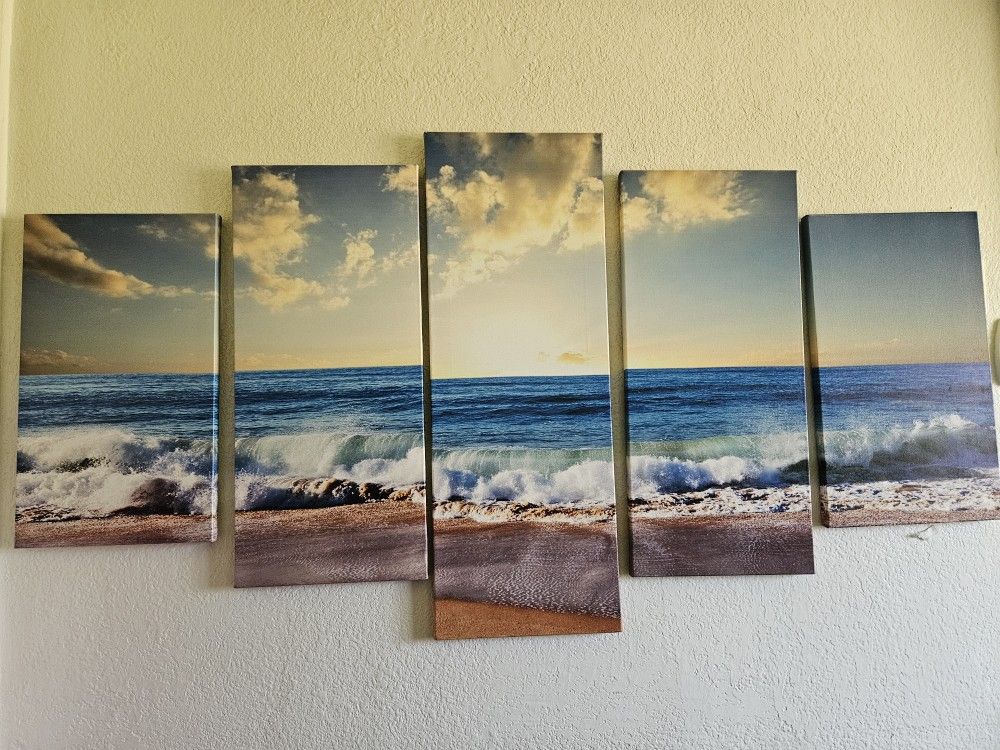 Seascape 5 Panel Canvas Art