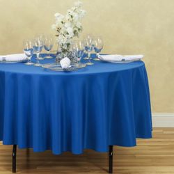 120inch Round Polyester Table Cloth In blue (5Pack)Tablecloth Table Cover Party Wedding Linen Easy laundering in your home washing machine, Easy care