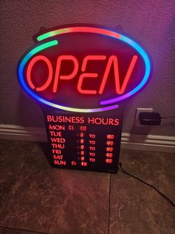 Open Sign With Digital Store Hours