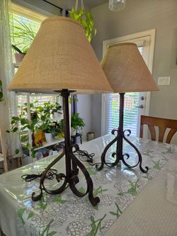 Beautiful wrought  iron lamps set of 2