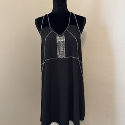 Ethereal by Paper Crane Black Cocktail Dress with Silver Beading L