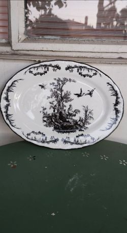 Black & White French Country Oval Serving Platter