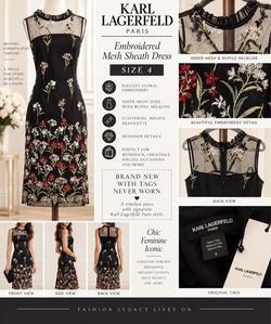 Karl Lagerfeld Paris Embroidered Mesh Dress – Size 4