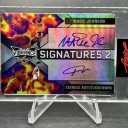 Magic johnson, Giannis antetokounmpo autographed Vibrance 1/2