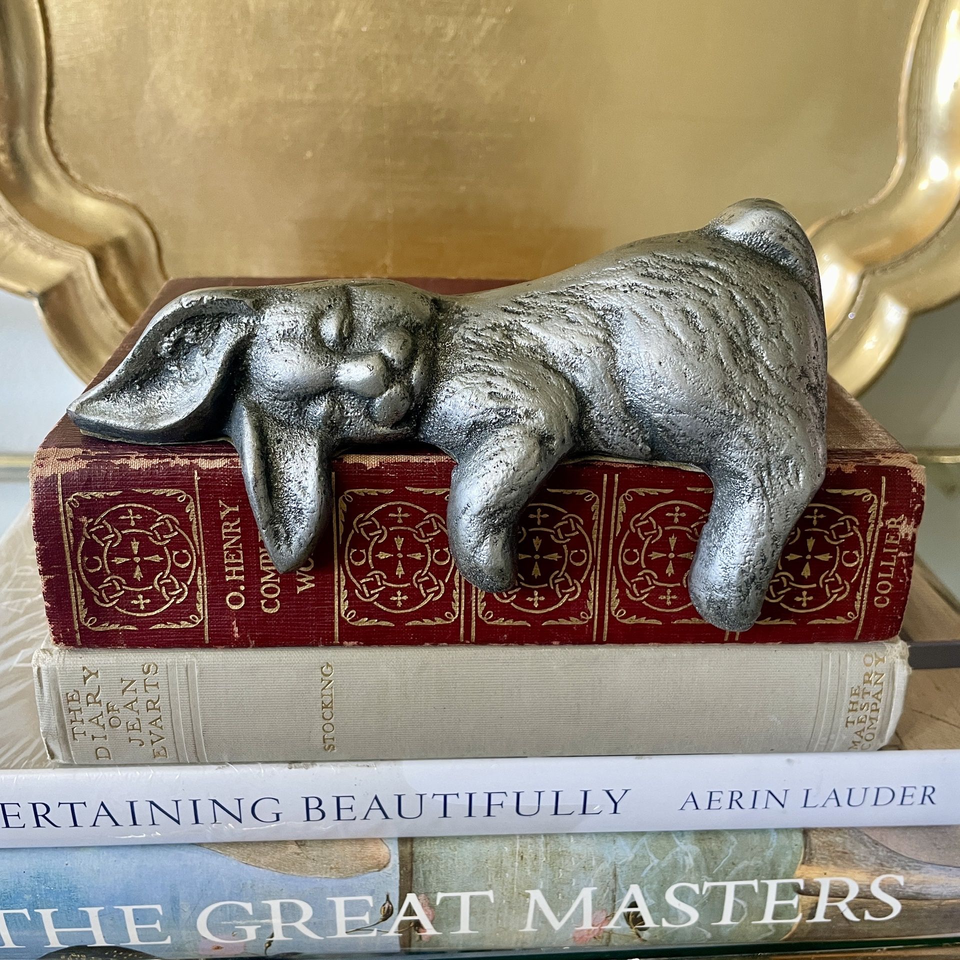 RARE Vintage Silver Cast Metal Sleeping Bunny for Sale in St