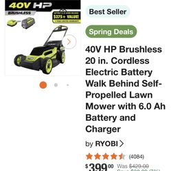 Lawn Mover Ryoby 40v Bateria Y Cargador 