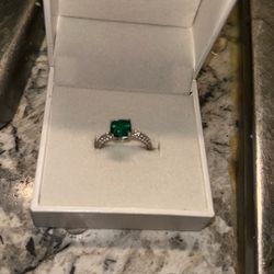 Jade Silver Diamond Ring 