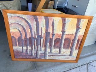 Framed Canvas Painting of Arched Colonnade