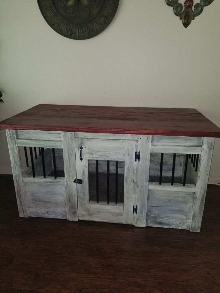 Wooden indoor dog kennel