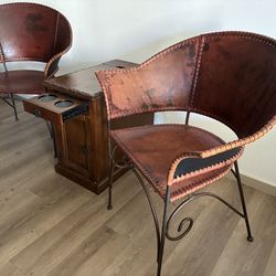 Leather chairs with center table