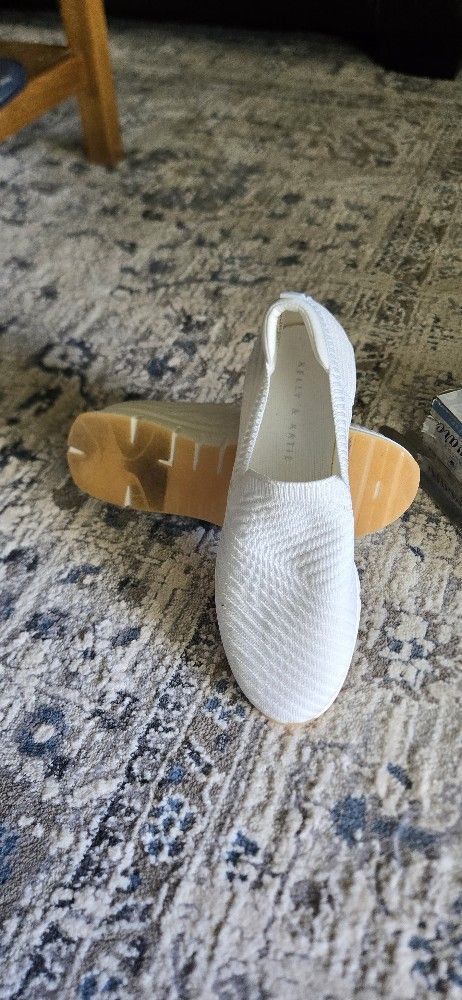 Kelly & Katie NEVAD White Crisscross Textile Slip-On Sneakers,