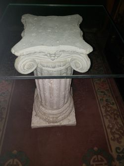 Decorative and table colum with glass top