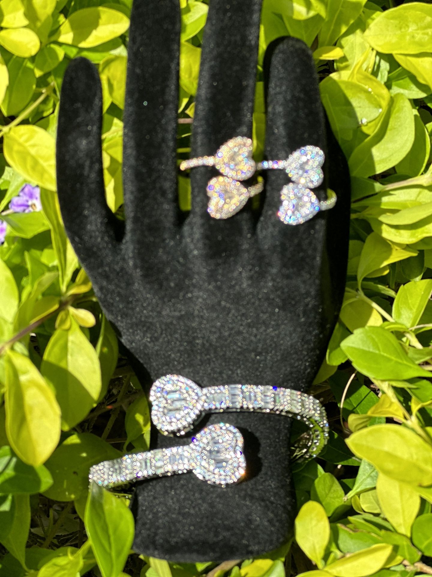 18 K Gold Plated Heart Ring And Bracelet Set