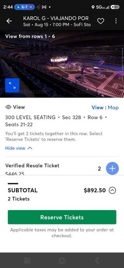 Karol g tickets for Saturday  Sofi