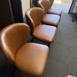 Dining Chairs Set of 4, Upholstered Kitchen Chairs, Comfortable Seat, Synthetic Leather with Stitching, Mid-Century Modern, Easy Assembly,