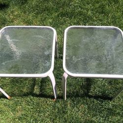 Pair of White Outdoor Tables 16" x 16" x 17" tall