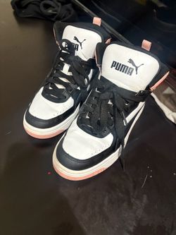 Puma High-Top Sneakers Black White Pink women 6.5