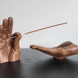 Hands Incense Holder- 2 Piece Set - Ash Catcher + Incense Holder - Large