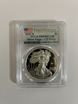 End Of World War II 75th Anniversary American Eagle Silver PCGS 69 First Strike