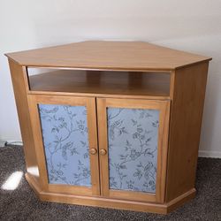 Wood Television Stand Furniture Credenza Cabinet Storage Shelf Table TV Glass Doors