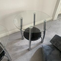 Glass & Chrome Table Set – Modern Coffee Table + 2 End Tables 