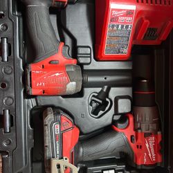 Milwaukee M18 FUEL Brushless Impact Driver And Hammer Drill in Case