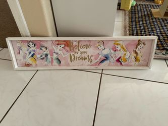 Disney Princess Framed Water Color Panel Sign