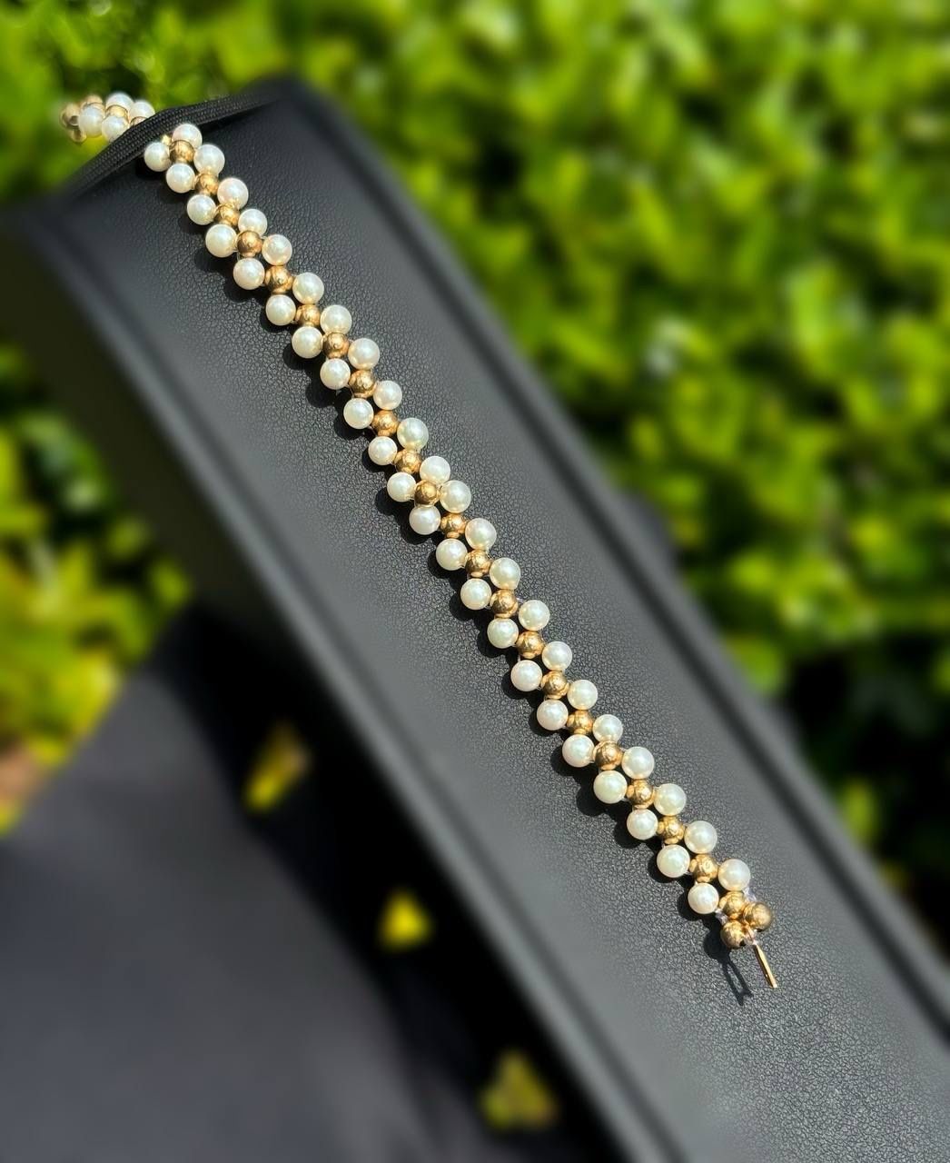 Jewelry 14k solid gold macaron pearls bracelet 7.50” 9.00mm 7.10g