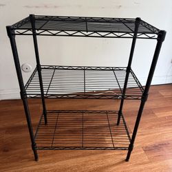 3-Tier Black Metal Wire Shelving Unit (30"H x 23"W x 13"D) – Like New